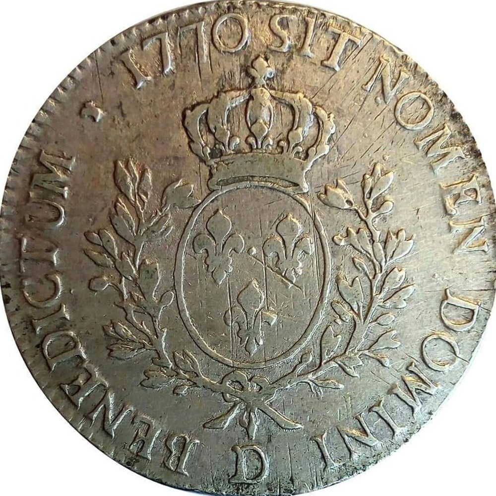 Écu 1770 D au bandeau, variété "gros buste et nez busqué" monnaies europe medievale france royales ecu 1770 d au bandeau variete gros buste et nez busque