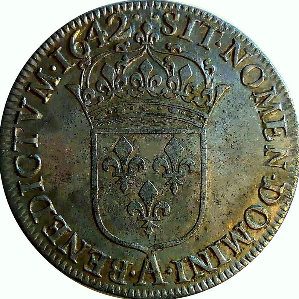 monnaies europe medievale france royales 1 2 ecu 1643 a et buste premier poincon