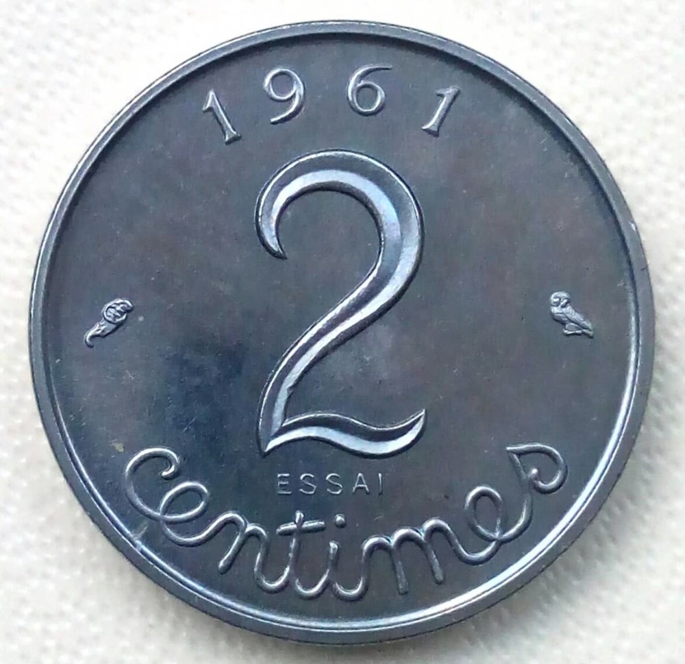 2 centimes 1961 essai monnaies monde france 2 centimes 1961 essai