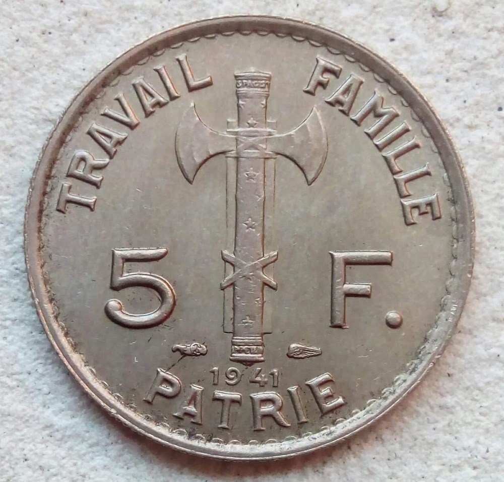5 francs 1941 Pétain monnaies monde france 5 francs 1941 petain