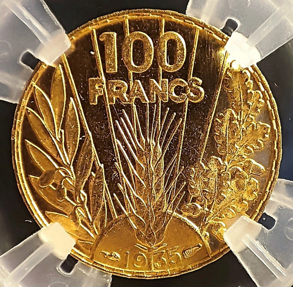 100 francs 1935 flan bruni PR63 monnaies monde france 100 francs 1935 flan bruni pr63