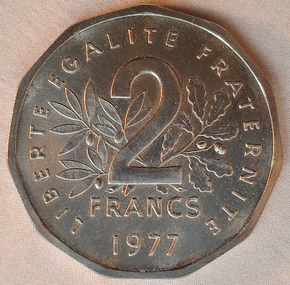 2 francs Semeuse 1977 pré-série type 2 monnaies monde france 2 francs semeuse 1977 pre serie type 2