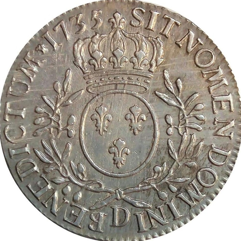 Écu 1735 D aux branches d'olivier monnaies europe medievale france royales ecu 1735 d aux branches olivier