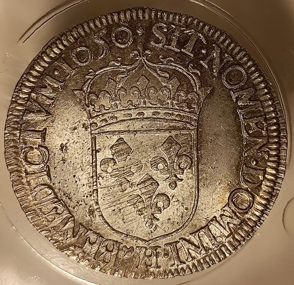1/2 écu 1650 H à la mèche longue monnaies europe medievale france royales 1 2 ecu 1650 h a la meche longue