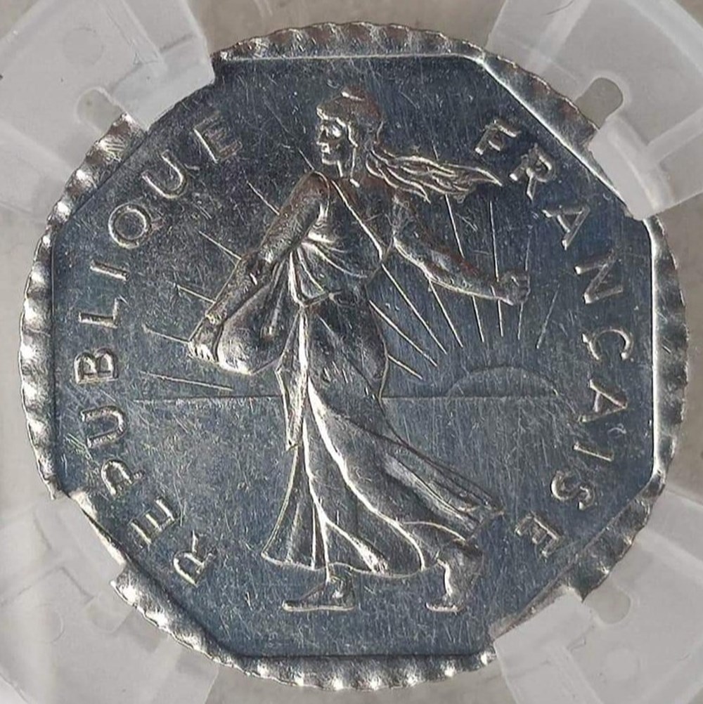 2 francs Semeuse 1977 pré-série type 5 MS63 monnaies monde france 2 francs semeuse 1977 pre serie type 5 ms63