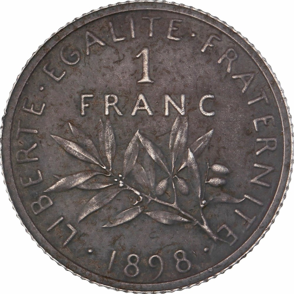 1 franc 1898 flan mat monnaies monde france 1 franc 1898 flan mat
