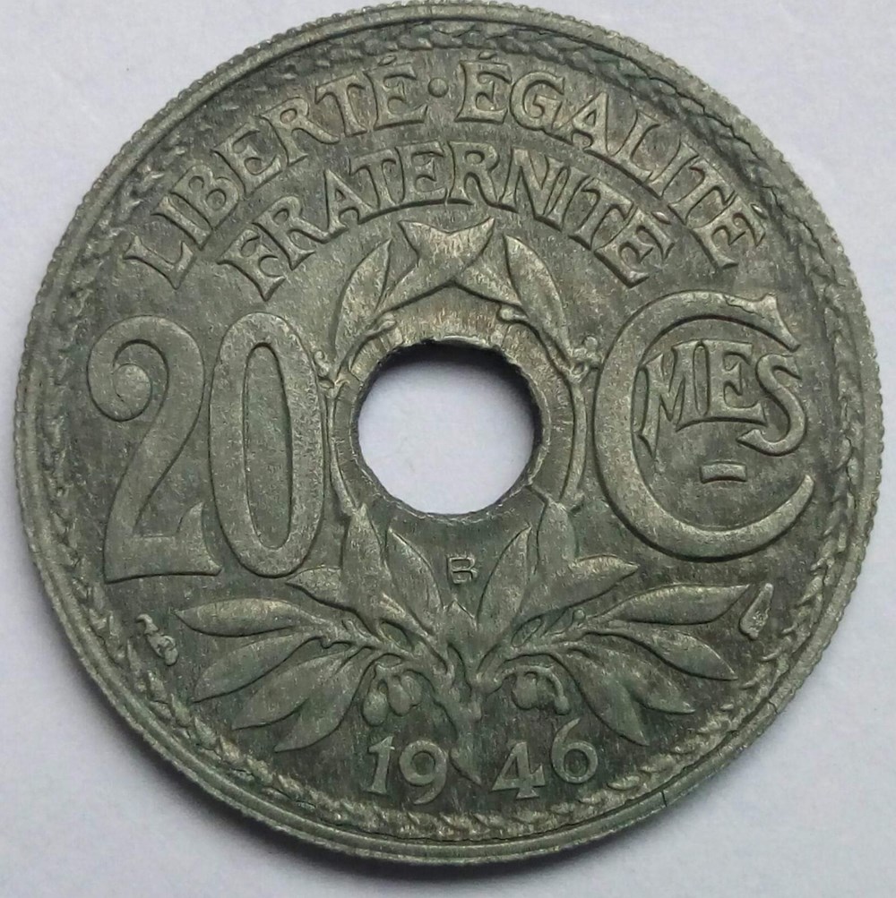 monnaies monde france 20 centimes 1946 b