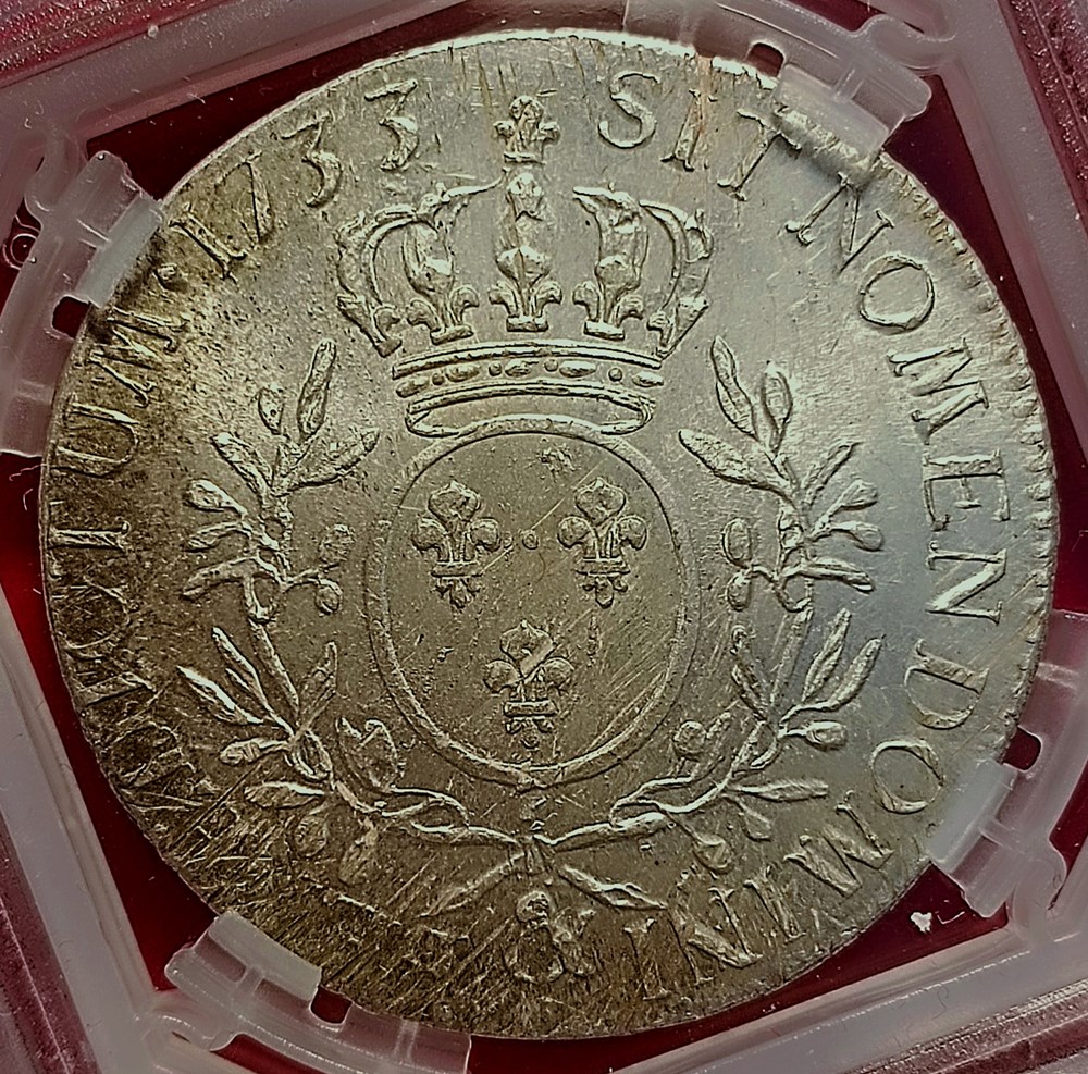 monnaies europe medievale france royales ecu 1733 aux branches olivier ms64