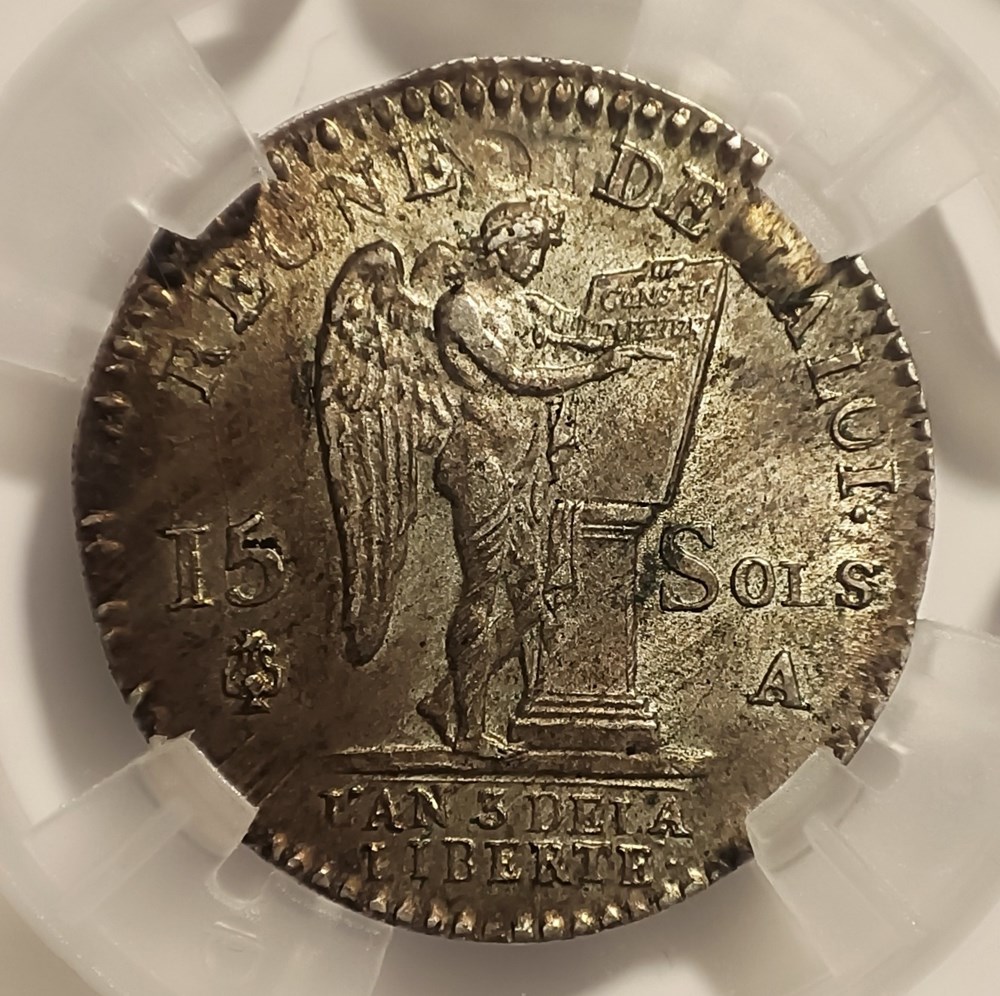 15 sols 1791 A léopard MS62 monnaies europe medievale france royales 15 sols 1791 a leopard ms62