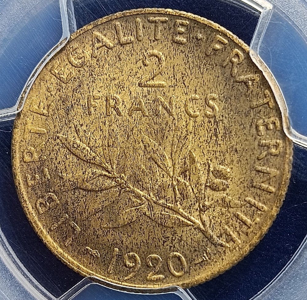 2 francs 1920 épreuve bronze aluminium MS63 monnaies monde france 2 francs 1920 epreuve bronze aluminium ms63