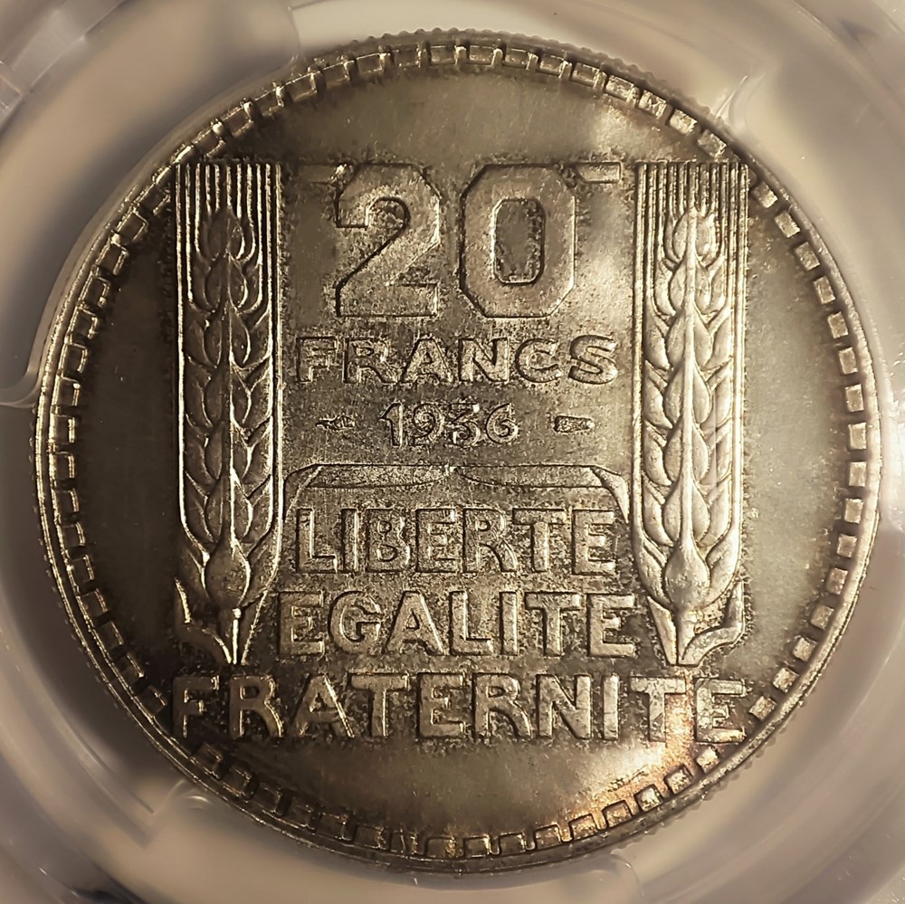 20 francs 1936 MS64 monnaies monde france 20 francs 1936 ms64