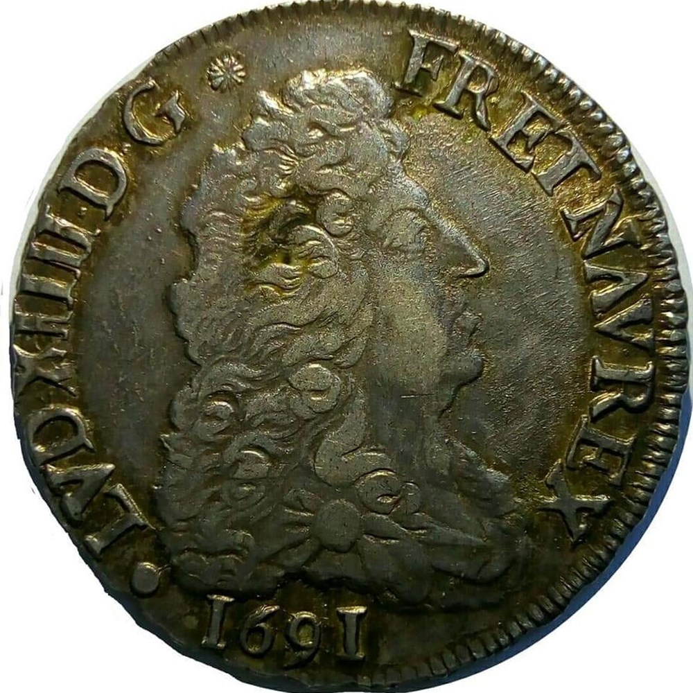 1/2 écu 1691 G aux 4 L premier type monnaies europe medievale france royales 1 2 ecu 1691 g aux 4 l premier type