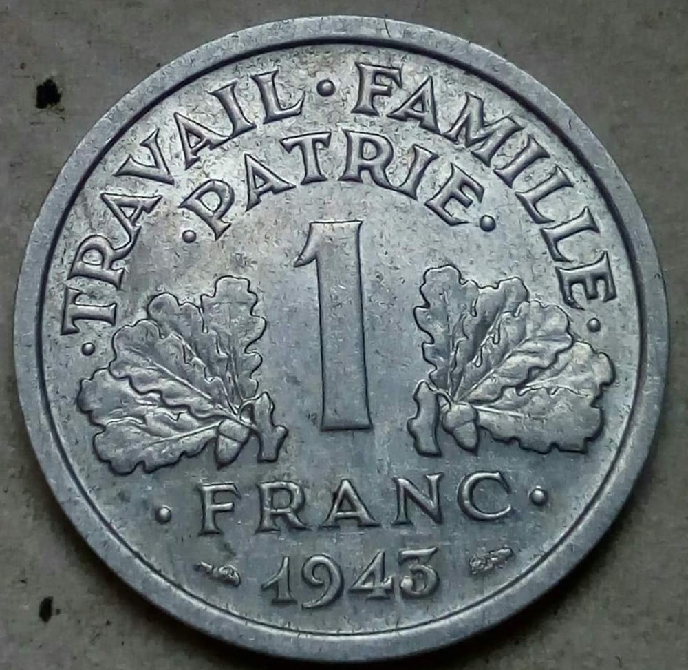 1 franc 1943 poids fort monnaies monde france 1 franc 1943 poids fort
