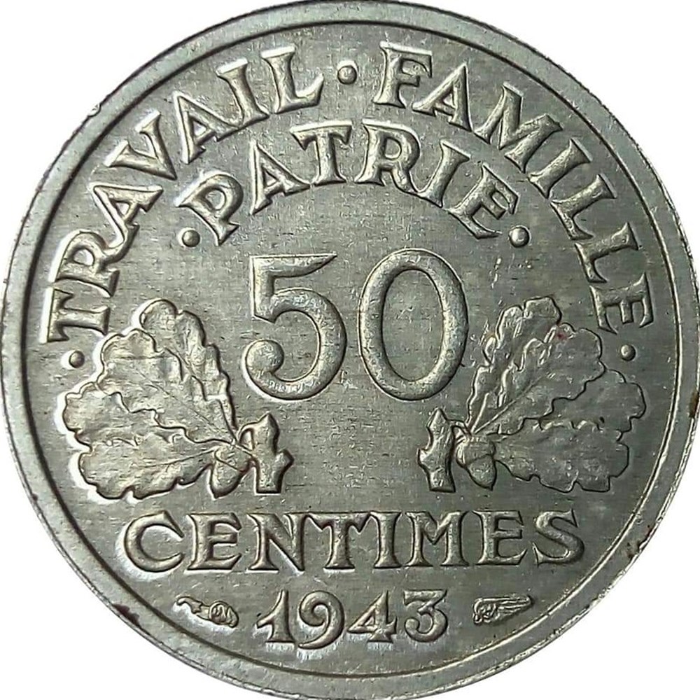 50 centimes 1943 poids fort monnaies monde france 50 centimes 1943 poids fort