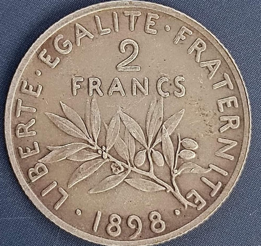monnaies monde france 2 francs 1898 flan mat
