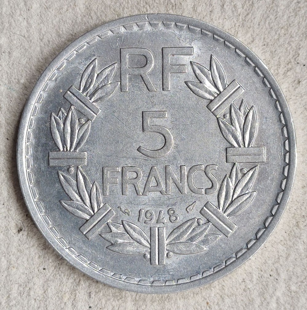 monnaies monde france 5 francs 1948 ferme