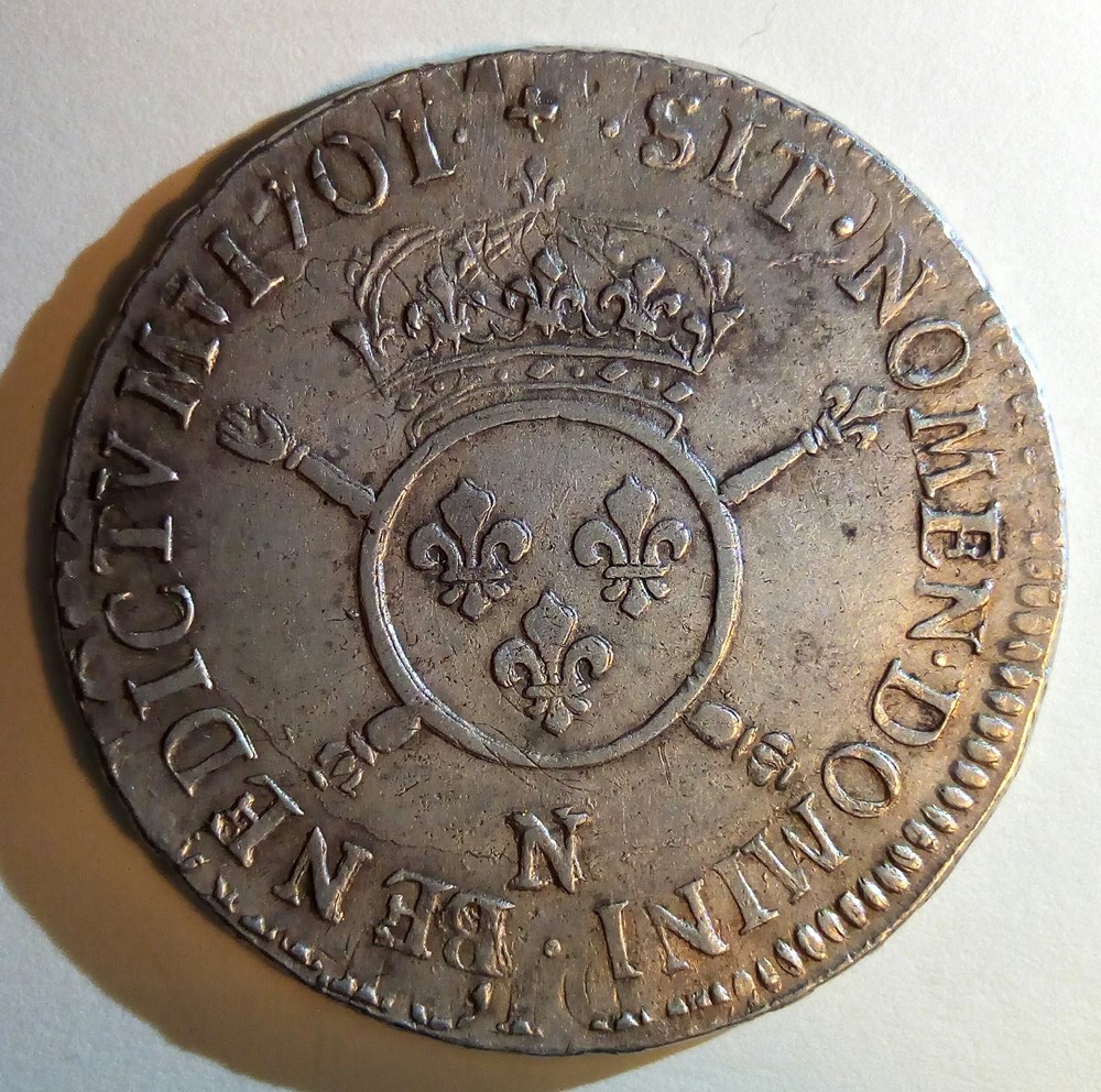 1/2 écu 1701 N aux insignes monnaies europe medievale france royales 1 2 ecu 1701 n aux insignes