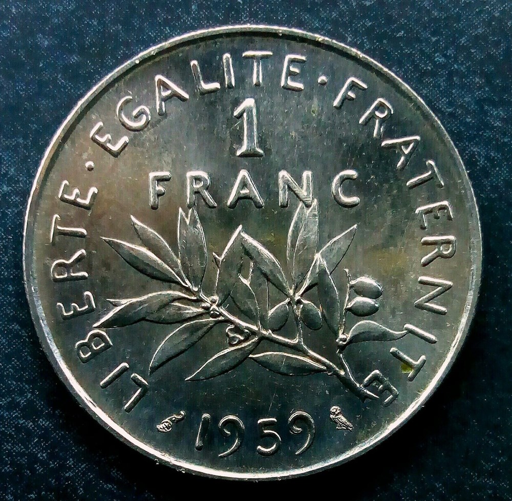 1 franc 1959 essai "haut relief" MS65 monnaies monde france 1 franc 1959 essai haut relief ms65
