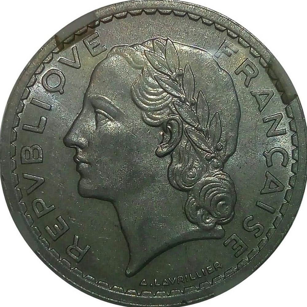 5 francs 1948 B ouvert MS62 monnaies monde france 5 francs 1948 b ouvert ms62