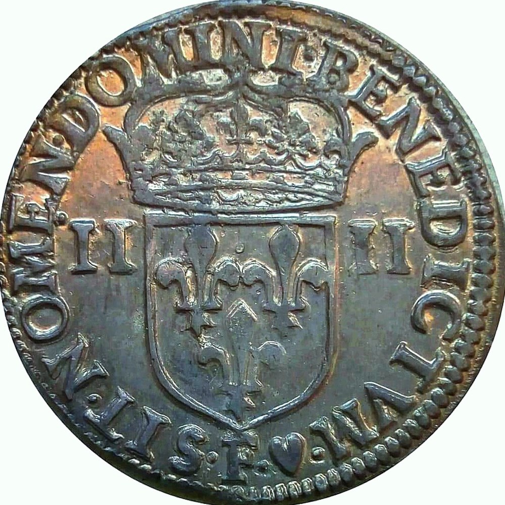 1/4 écu 1643 F coeur au marteau MS63 monnaies europe medievale france royales 1 4 ecu 1643 f coeur au marteau ms63