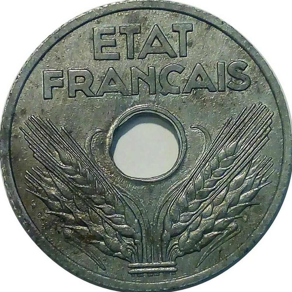 monnaies monde france vingt centimes 1941 a cannelures larges