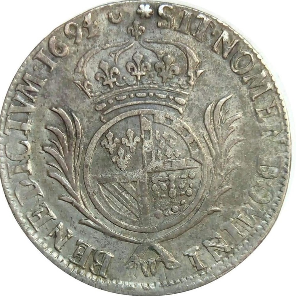 1/2 écu 1694 W de Flandres aux palmes monnaies europe medievale france royales 1 2 ecu 1694 w de flandres aux palmes