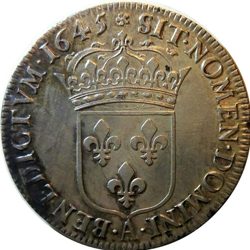 1/2 écu 1645 A rose à la mèche courte monnaies europe medievale france royales 1 2 ecu 1645 a rose a la meche courte
