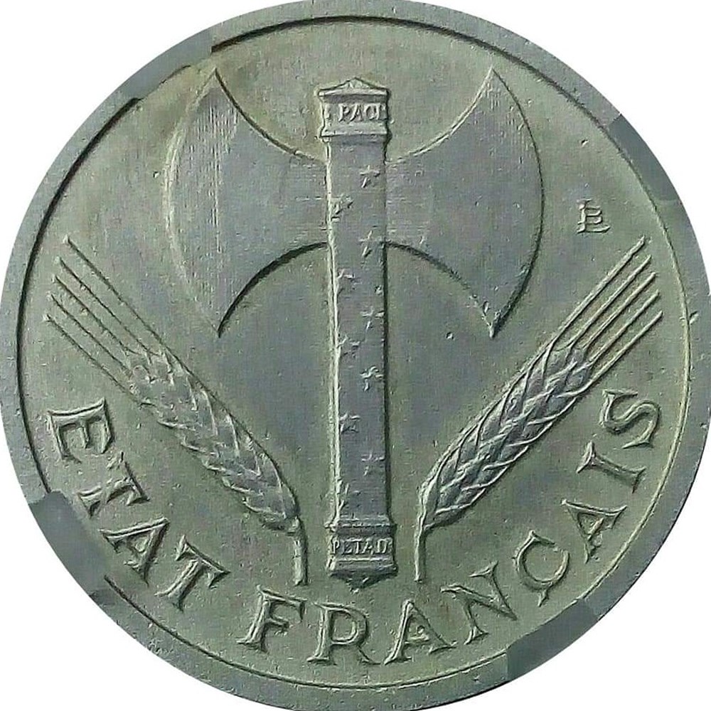 monnaies monde france 1 franc 1942 poids faible