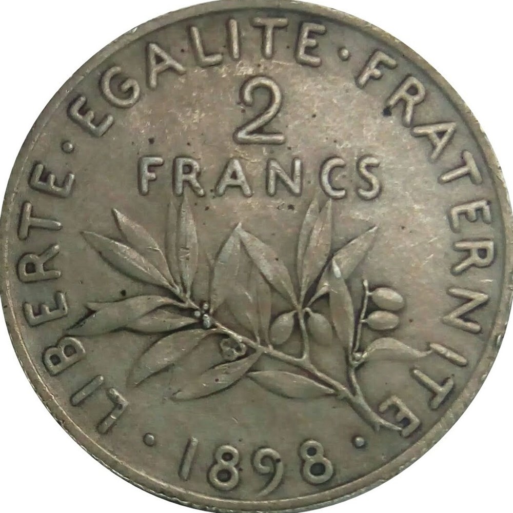 2 francs 1898 flan mat monnaies monde france 2 francs 1898 flan mat