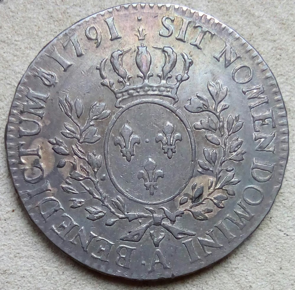 1/2 écu 1791 •A aux branches d'olivier monnaies europe medievale france royales 1 2 ecu 1791 a aux branches olivier
