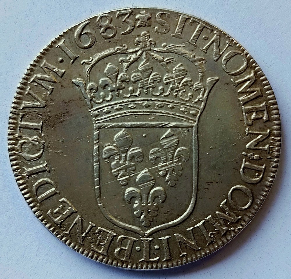 Écu 1683 L à la cravate monnaies europe medievale france royales ecu 1683 l a la cravate