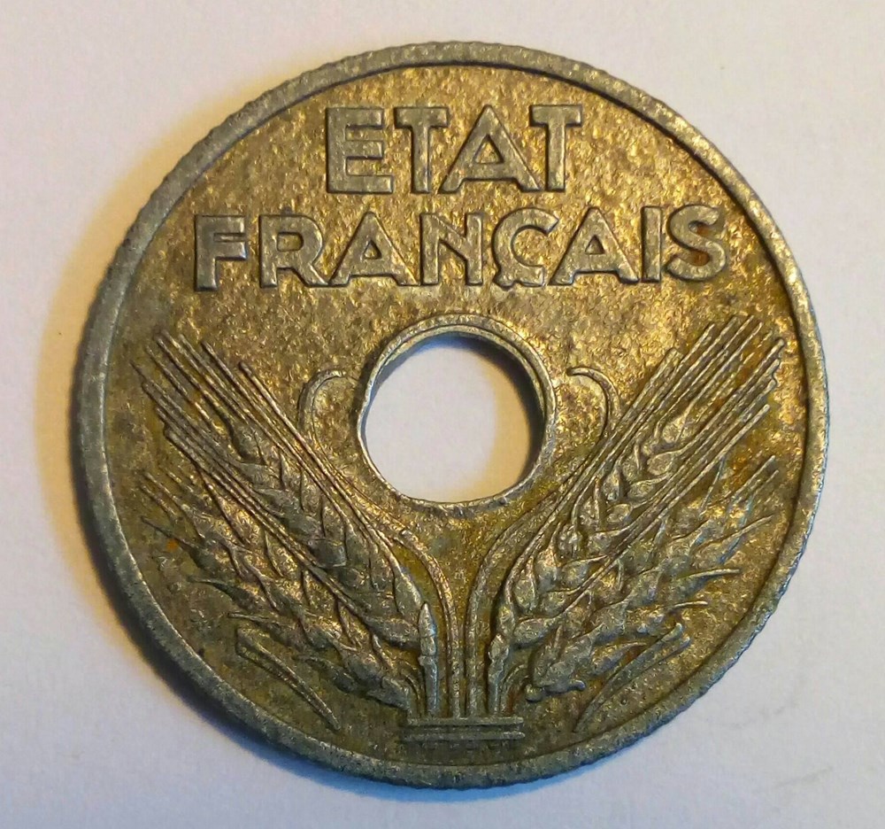 monnaies monde france vingt centimes 1941 a cannelures larges