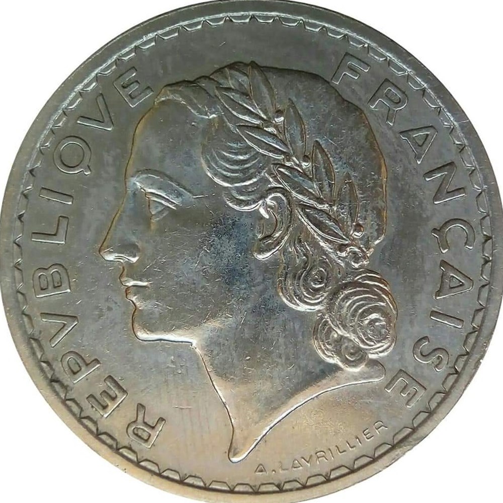 5 francs 1936 AU50 monnaies monde france 5 francs 1936 au50