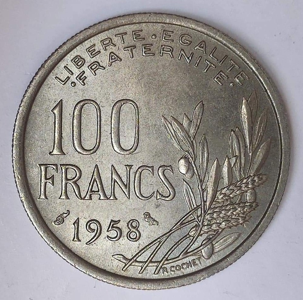 monnaies monde france 100 francs 1958 chouette ms62