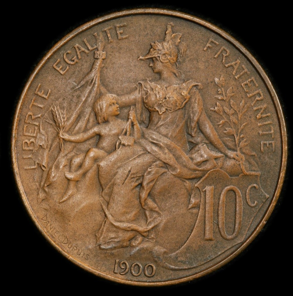 10 centimes 1900 flan mat en PR62 monnaies monde france 10 centimes 1900 flan mat en pr62
