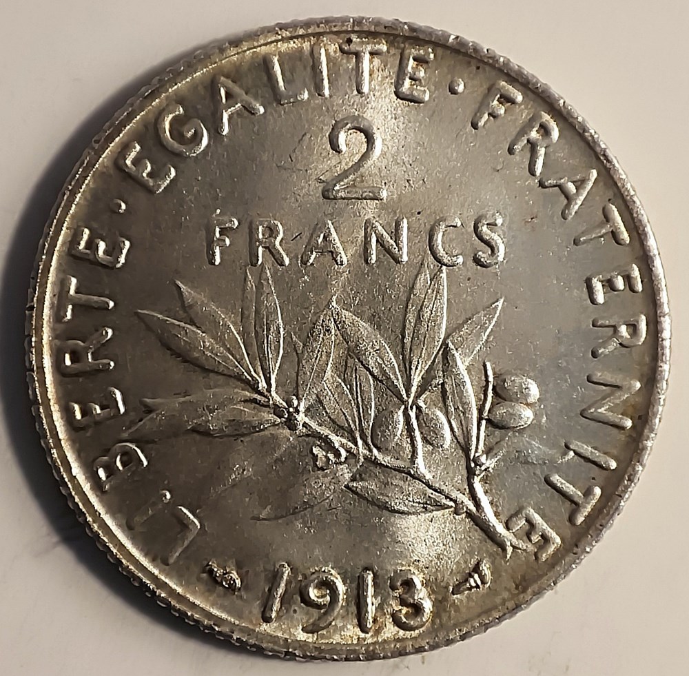 2 francs 1913 MS62 monnaies monde france 2 francs 1913 ms62