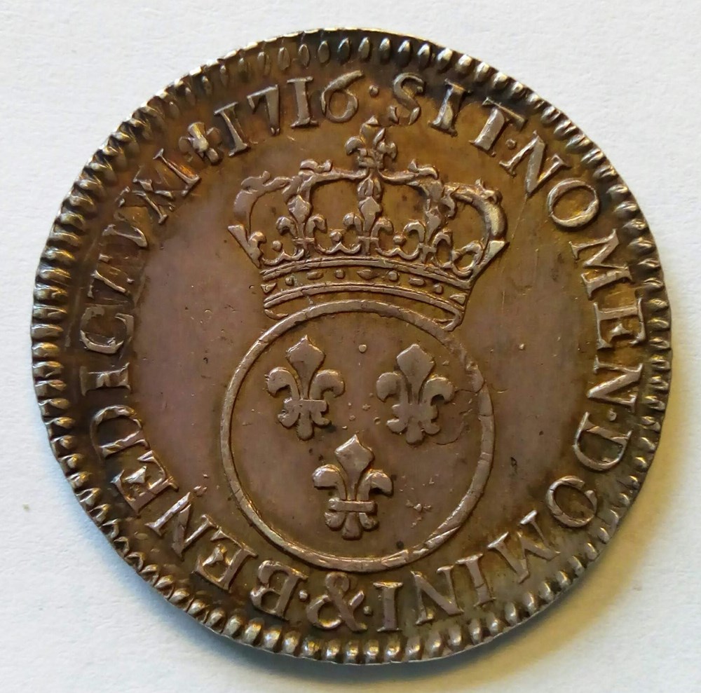 1/2 écu 1716 & Vertugadin monnaies europe medievale france royales 1 2 ecu 1716 vertugadin