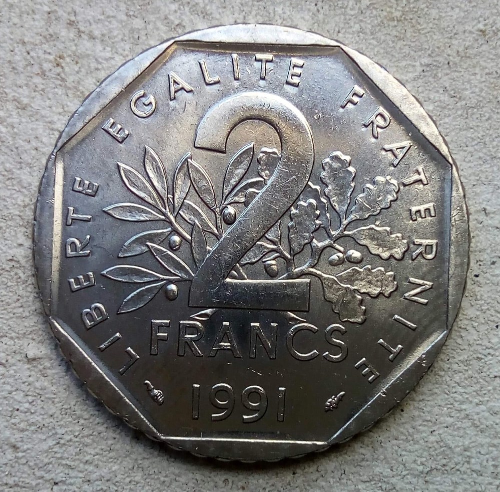 monnaies monde france 2 francs 1991 frappe monnaie