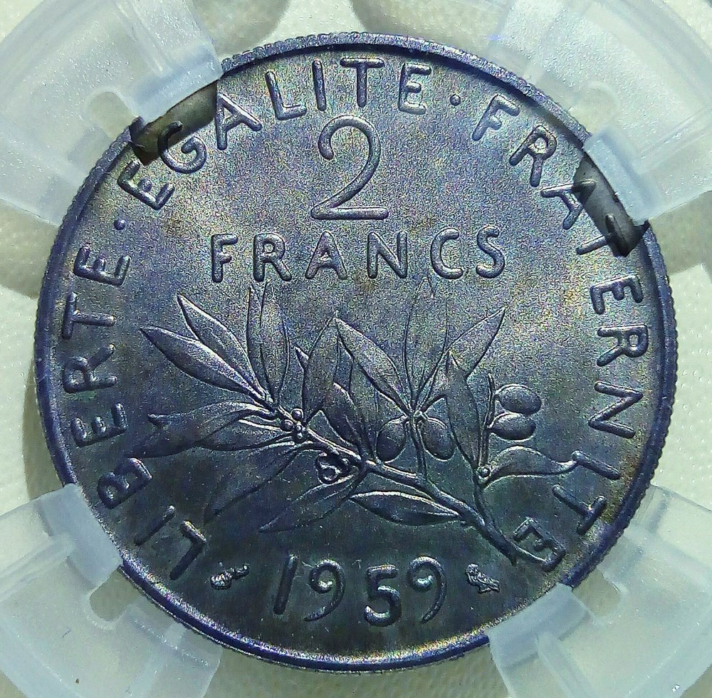 2 francs 1959 essai argent MS66 monnaies monde france 2 francs 1959 essai argent ms66