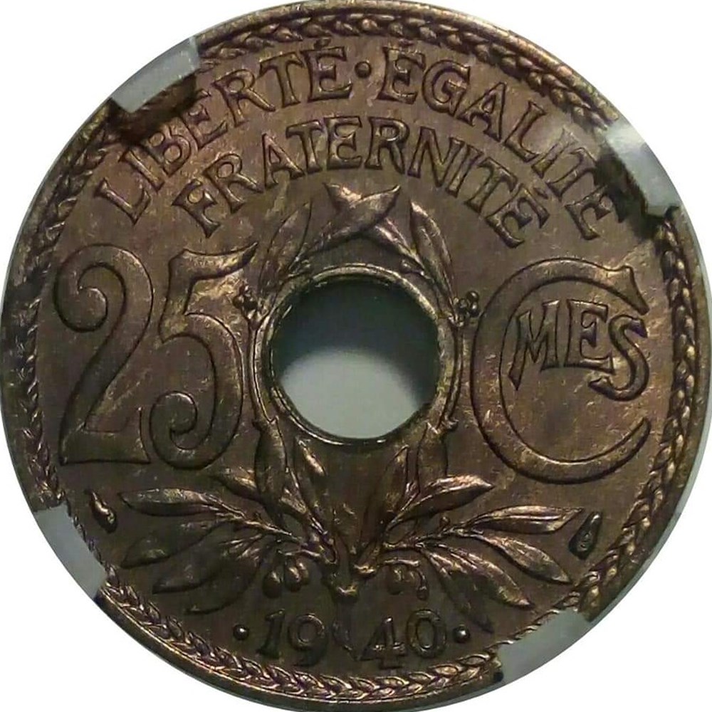 25 centimes • 1940 • MS66 monnaies monde france 25 centimes 1940 ms66
