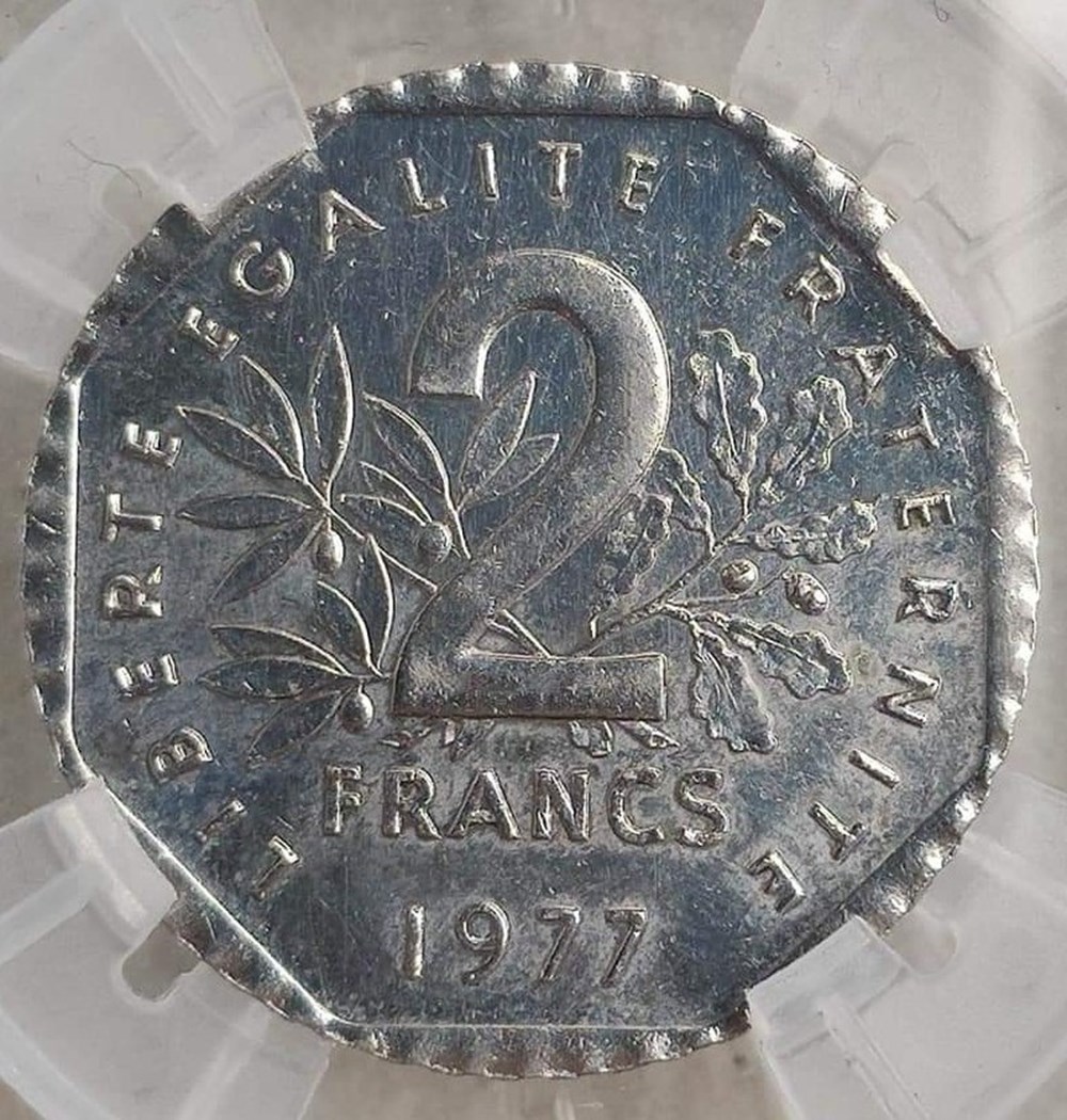 2 francs Semeuse 1977 pré-série type 5 MS63 monnaies monde france 2 francs semeuse 1977 pre serie type 5 ms63
