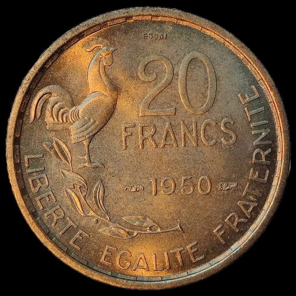 20 francs 1950 B essai monnaies monde france 20 francs 1950 b essai