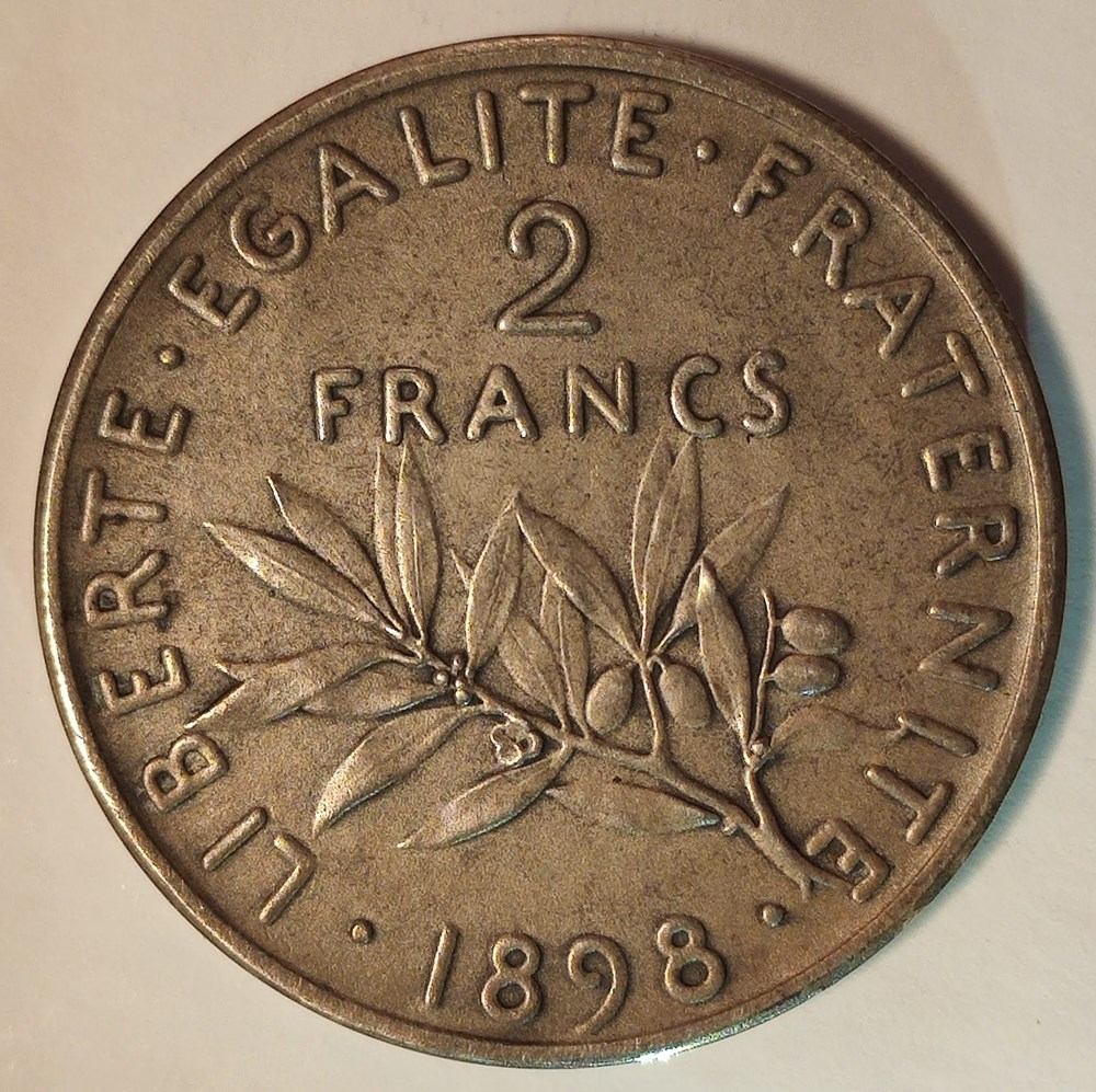 2 francs 1898 flan mat piéfort monnaies monde france 2 francs 1898 flan mat piefort