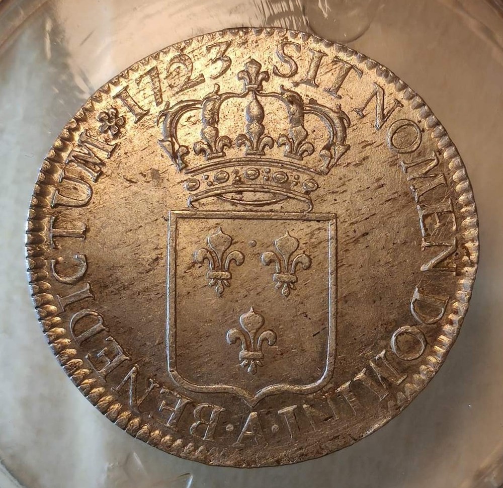 Écu 1723 A flan neuf de France monnaies europe medievale royales ecu 1723 a flan neuf de france