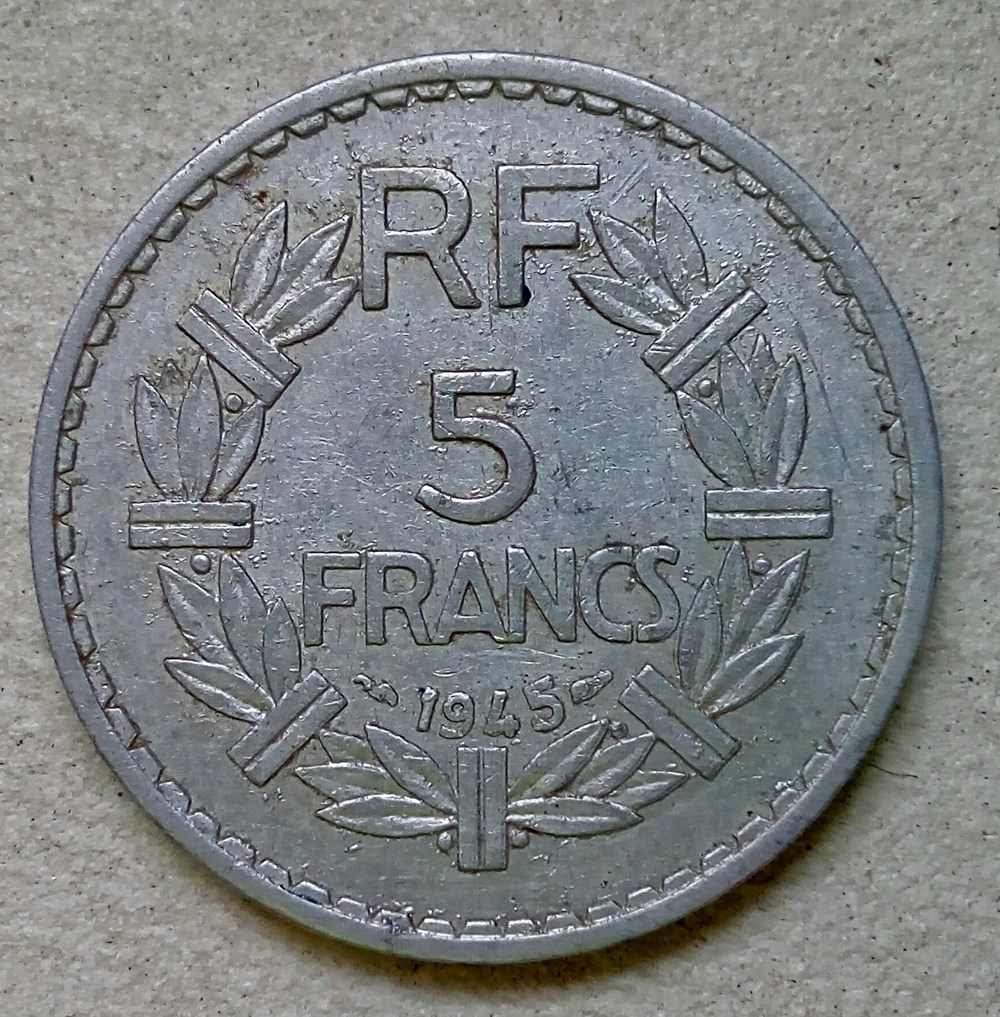 5 francs 1945 fermé monnaies monde france 5 francs 1945 ferme