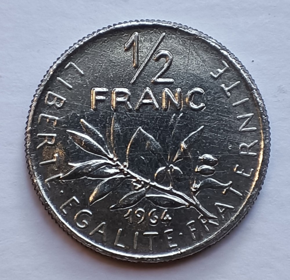 1/2 franc 1964 pré-série sans différents gros module monnaies monde france 1 2 franc 1964 pre serie sans differents gros module