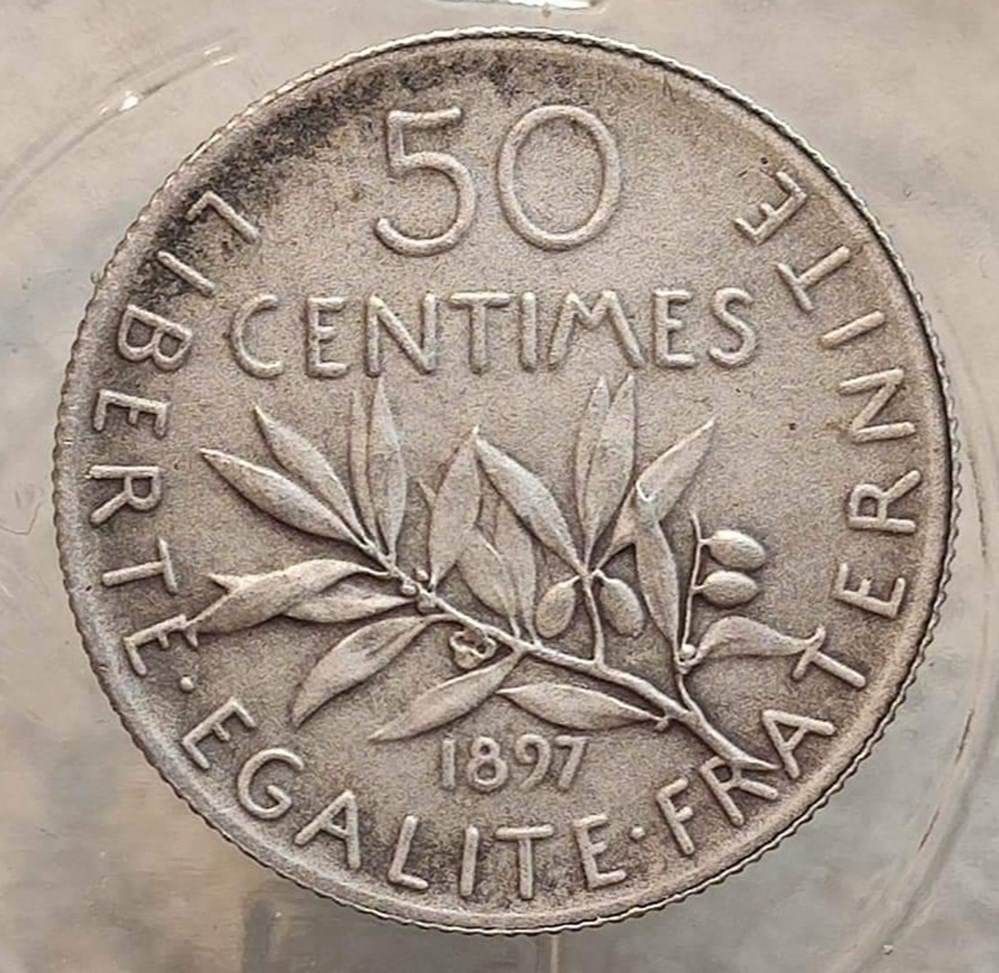 monnaies monde france 50 centimes 1897 flan mat ms65