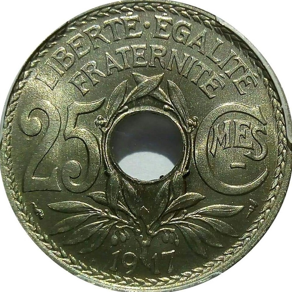 25 centimes 1917 souligné MS67 monnaies monde france 25 centimes 1917 souligne ms67