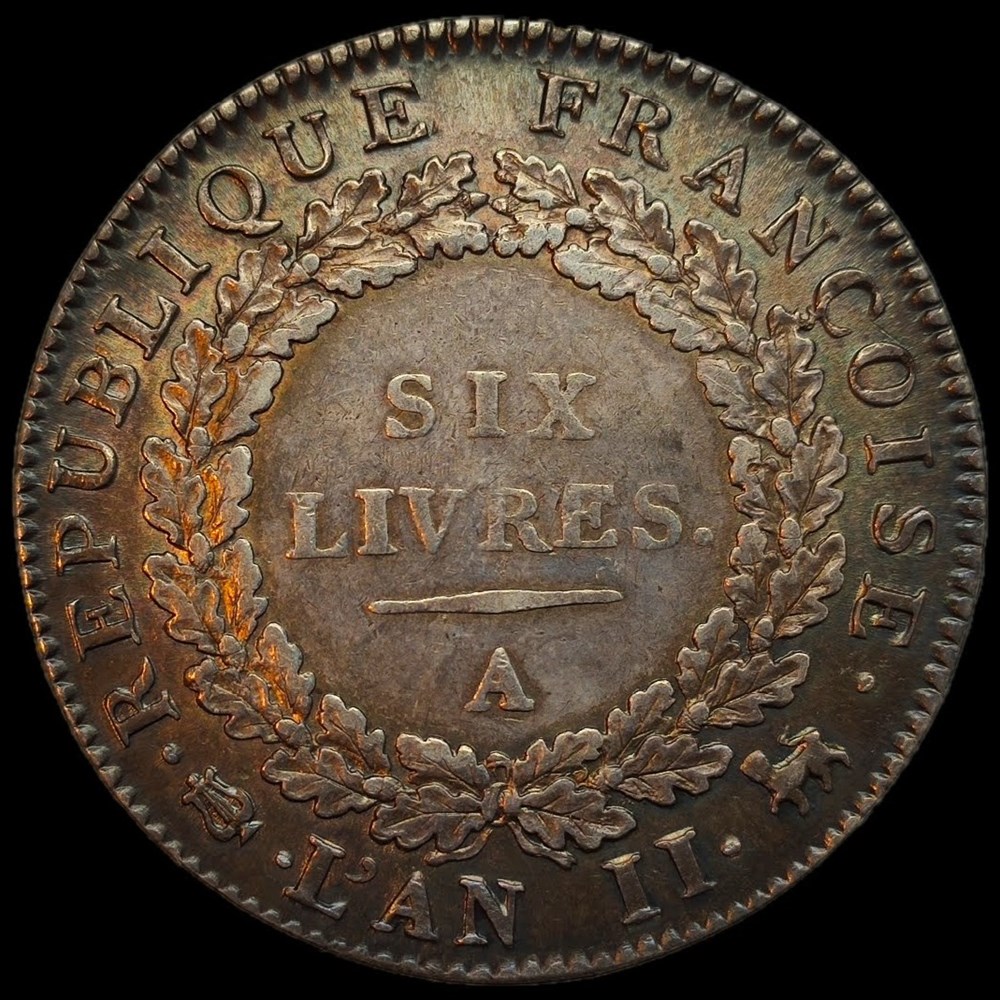 monnaies monde france six livres 1793 a