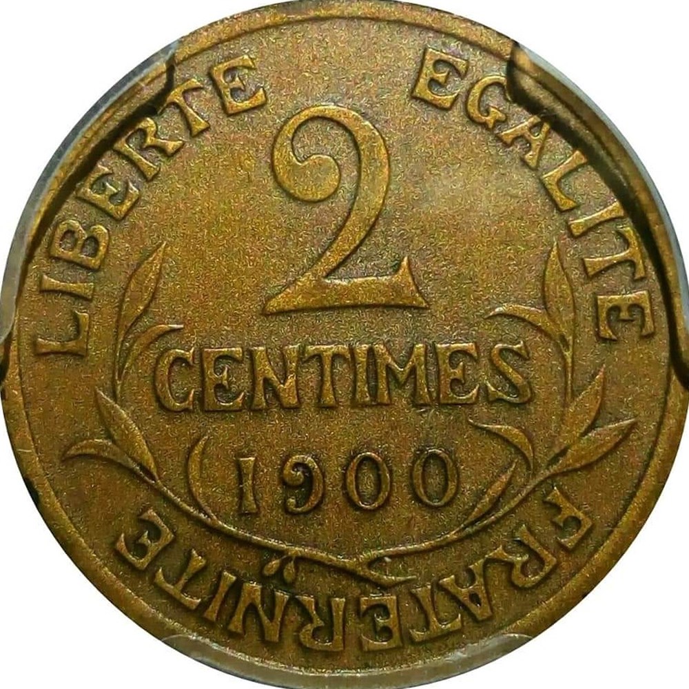 2 centimes 1900 flan mat MS63 monnaies monde france 2 centimes 1900 flan mat ms63